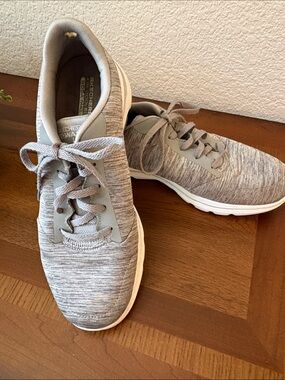 Skechers Light Gray Heather Knit Lace-Up Sneakers